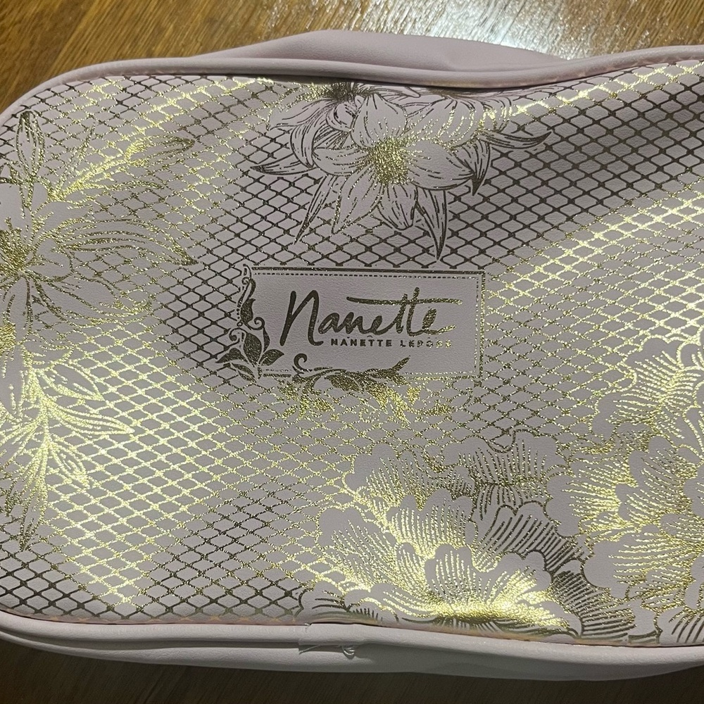 Nanette Lepore Floral Gold and Cream Cosmetic Case - Picture 5 of 8
